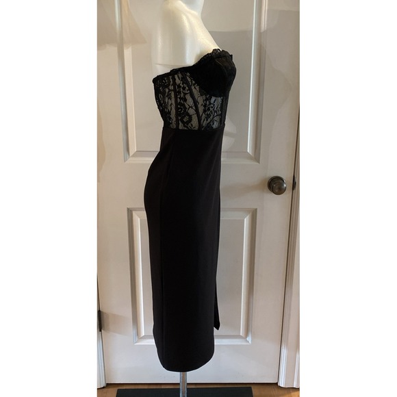 Lulus Sultry Persona Black Lace Strapless Bustier Mermaid Midi‎ Dress Size Large - Picture 8 of 16